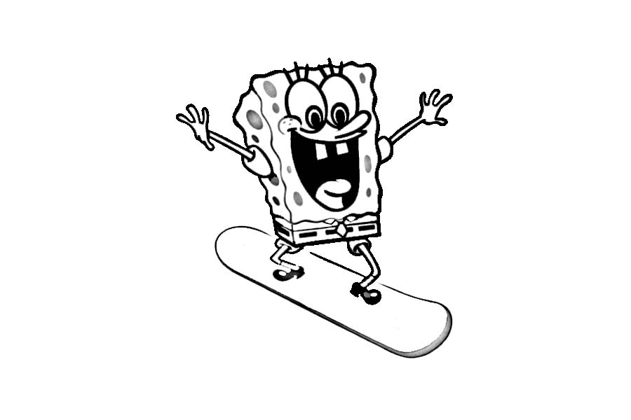 Спанч Боб занимается сёрфингом